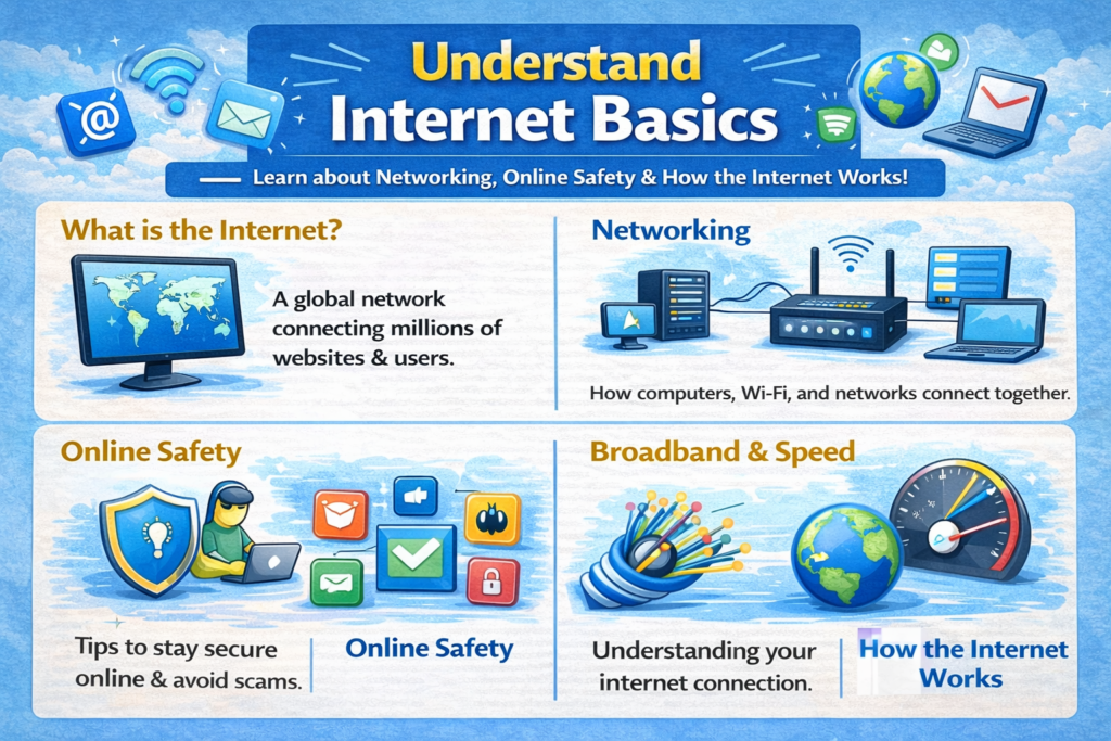 Computer network and internet connection diagram